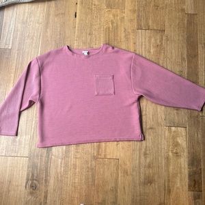 A New Day Striped-Textured Long-Crop Sweatshirt in Size Medium.